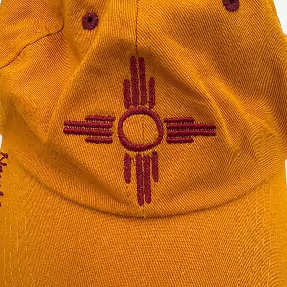 Gold & Red New Mexico Land of Enchantment Zia Adjustable Baseball Cap Hat - Picture 2 of 6